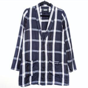 Reformation Plaid Linen Blazer